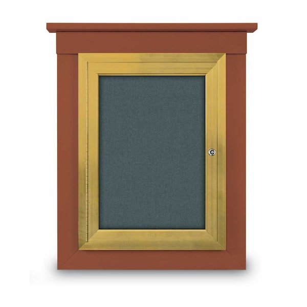 72"x48" 3-Door Enclosed Letterboard, Burgundy Vinyl/Walnut